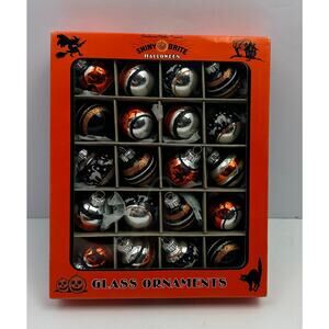 Radko SHINY BRITE Glass HALLOWEEN Ornaments Pumpkins & Stripes 20 Set